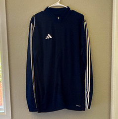 adidas Mens Dark Blue/White full Zip Neck Long Sleeve Training Top XL