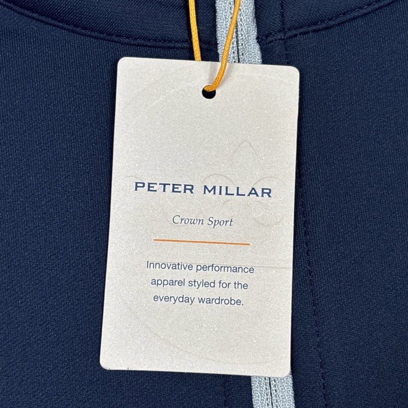 Peter Millar Perth Performance 1/4 Zip Men's 2XL Blue Pullover Golf Preppy NEW gallery