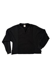 Nike Yoga Black Waffle Knit Long Sleeve Top | Split Neck Pullover