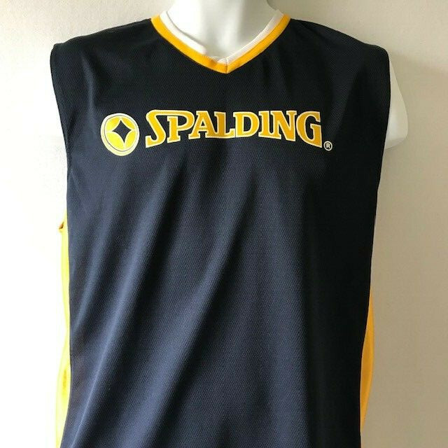 Spalding Athletic Tank Top TShirt Blue Yellow White Sleeveless Basketball Size M gallery