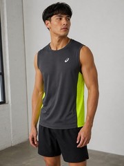 NWT ASICS Men’s Small Sleeveless Running Shirt Gray Neon Yellow Athletic Tank