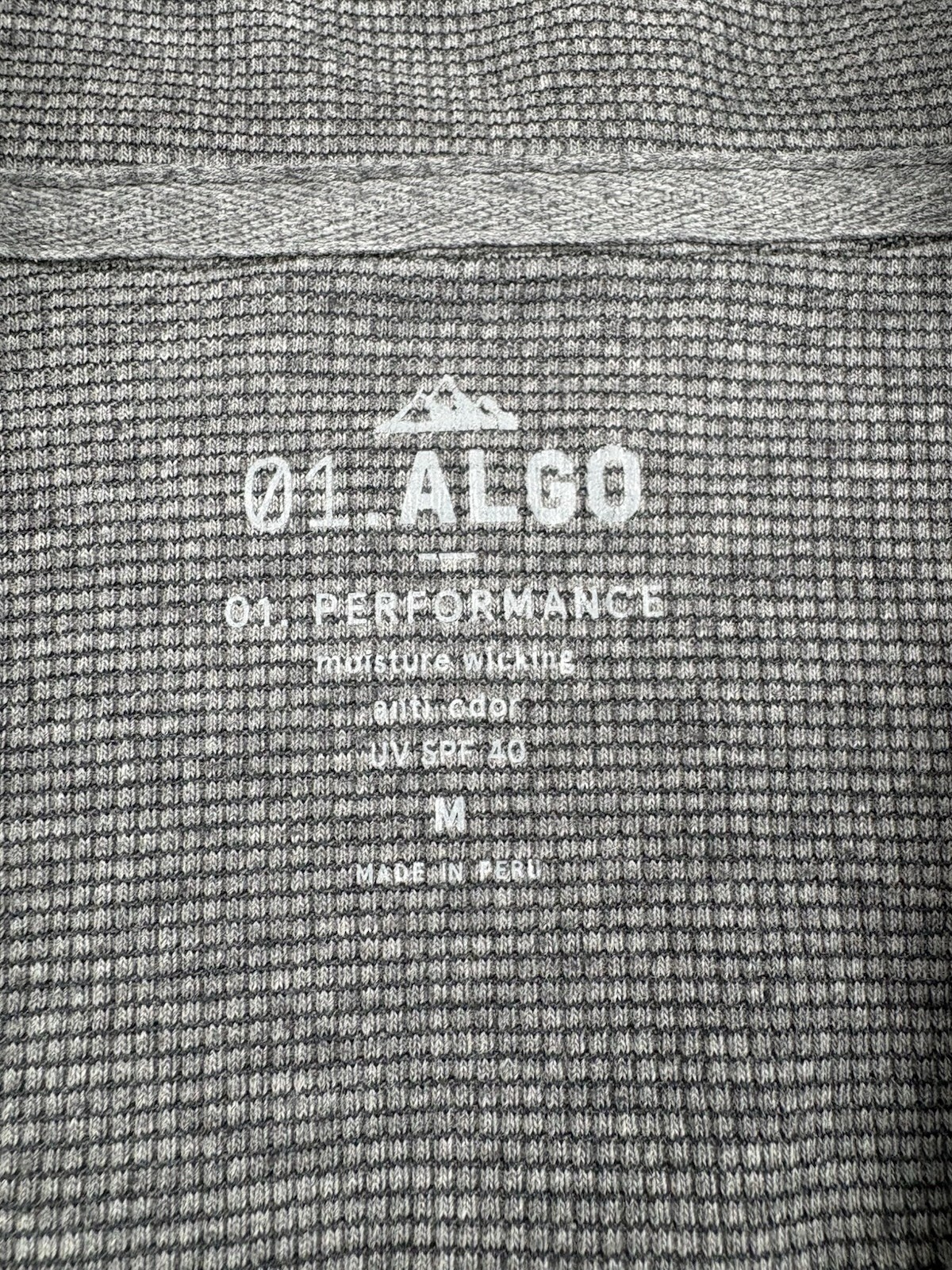 01.Algo Performance 1/4 Zip Pullover Mens Medium Gray Waffle Knit Lightweight gallery