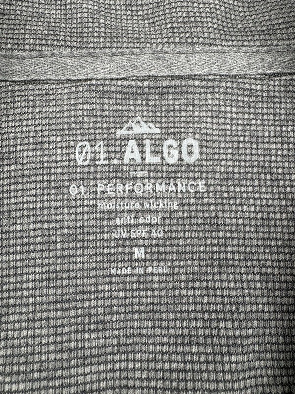 01.Algo Performance 1/4 Zip Pullover Mens Medium Gray Waffle Knit Lightweight gallery