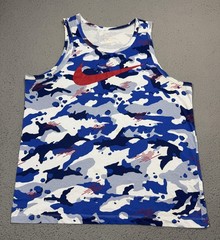 Nike Dri-FIT Tank Top Mens XL Blue Camo Sleeveless Athletic Gym Workout Training