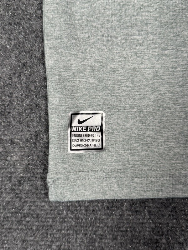 Nike Pro Training Shirt Mens Small Gray Gym Hiking Running Stretch Swoosh EUC gallery