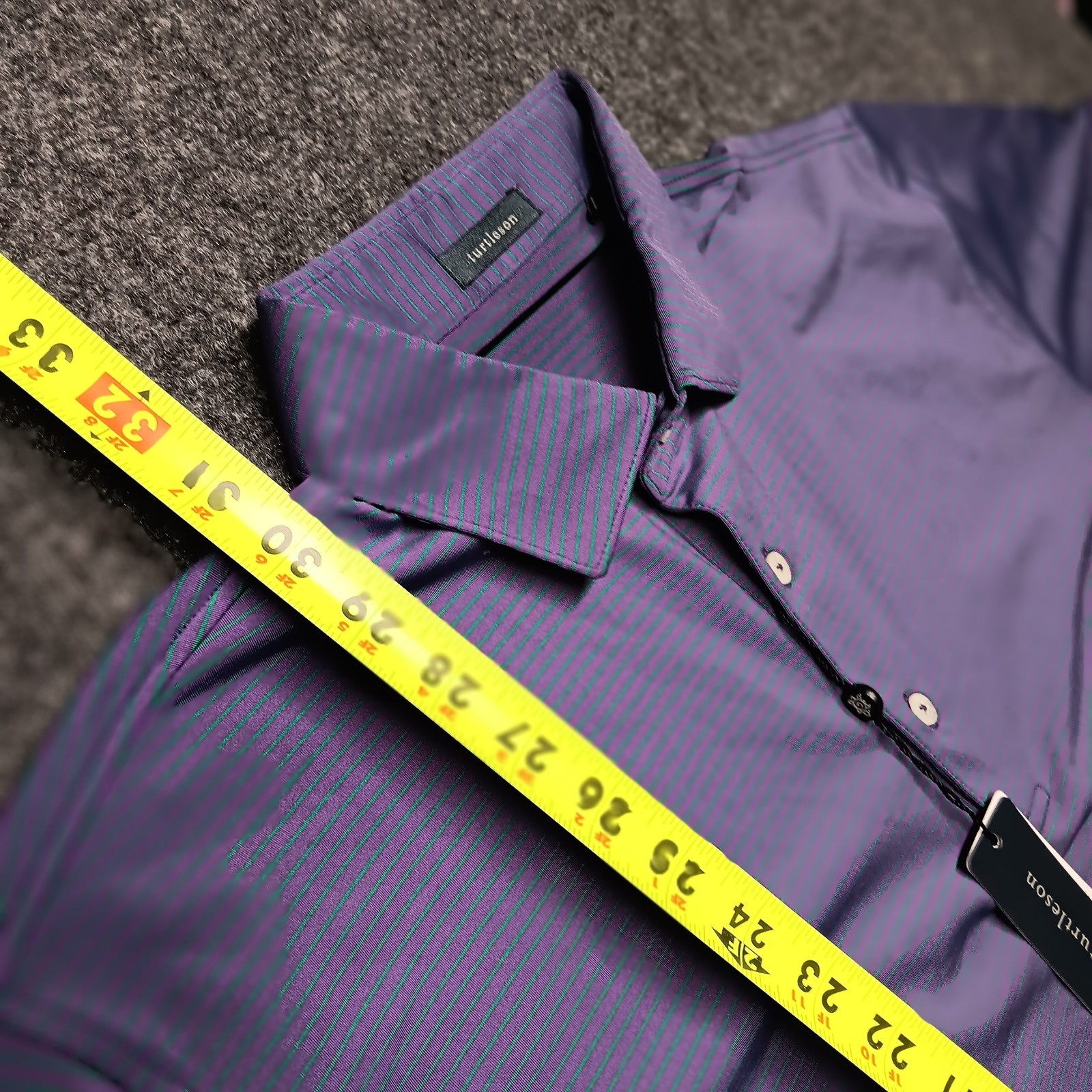 Turtleson All-Day Stripe Button Plum/Parakeet Large Short Sleeve New With Tags gallery