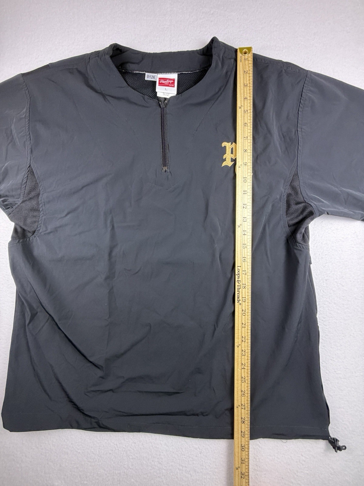 Rawlings Men's Baseball Batting Cage Jacket Black Short Sleeve Quarter Zip Large gallery