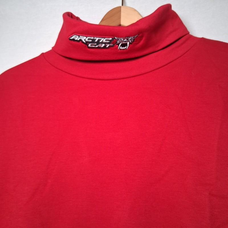 Vintage 1990s Arctic Cat Turtleneck Shirt Men M Red Snowmobile ATV Logo USA gallery