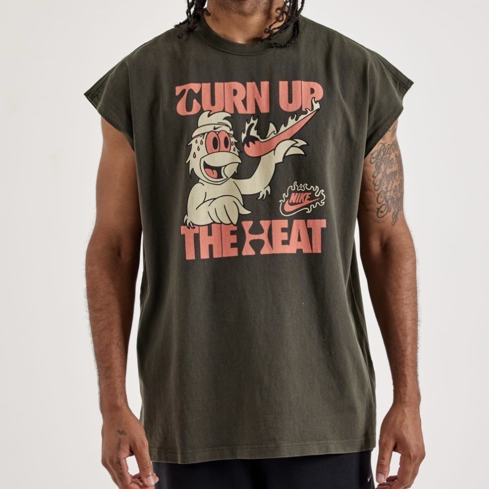 Nike Turn Up The Heat Oversized Sleeveless Graphic Tee Green Muscle Shirt XL gallery