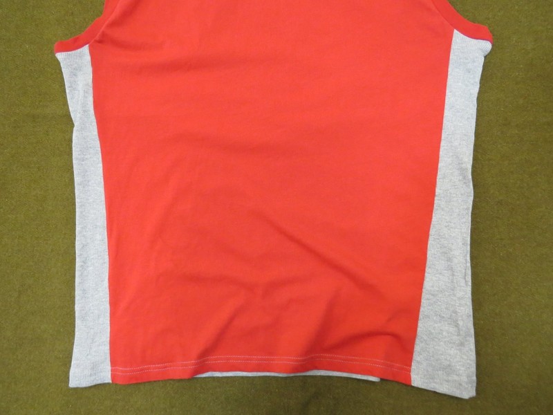 PRESTIGE Men's Activewear Tank Top Red Grey XL 100% Cotton Ribbed Panels gallery