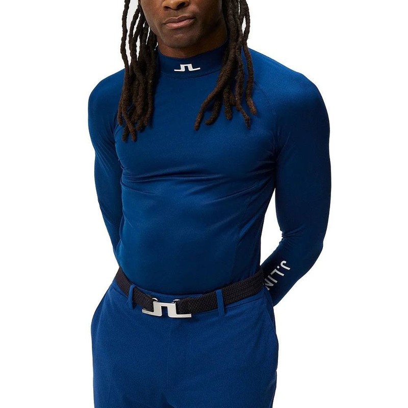 J.Lindeberg Men Aello Soft Compression Top Golf Baselayer Estate Blue - SS24 gallery