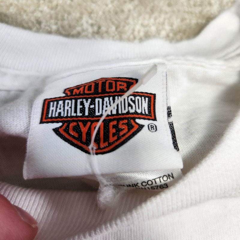 Vintage Harley Davidson Shirt Men Large Flat Track White Motorcycle Biker USA gallery