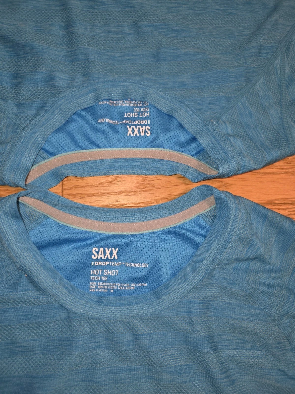 LOT OF 2 SAXX Men's M Blue Hot Shot Tech Tee with Cooling DropTemp Stretch gallery