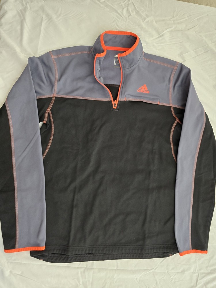 Adidas Men's 1/4 Zip Pullover Black, Orange and Gray Size Small C1108