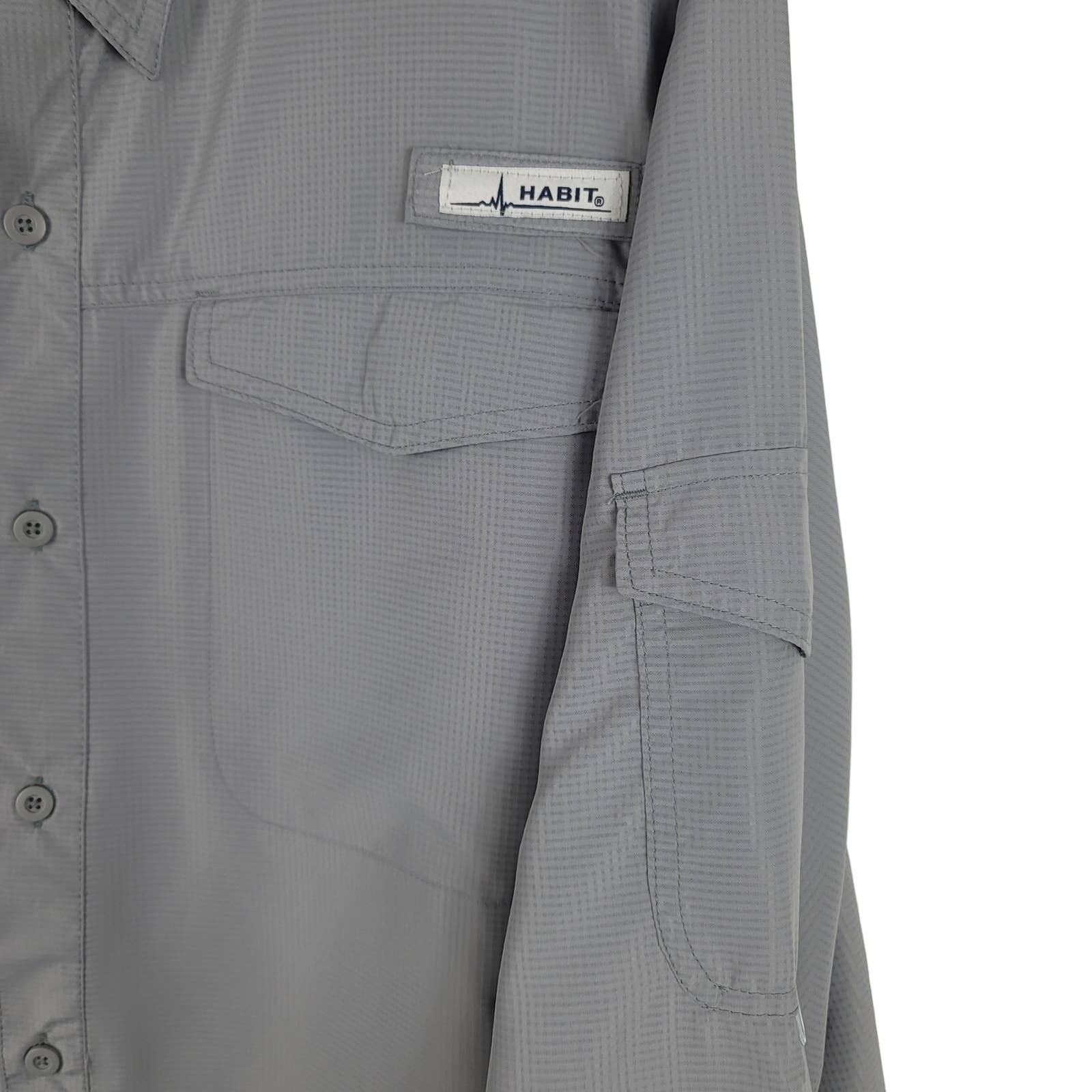 Habit Men's Gray Rip Stop Fabric 40+ Solar Factor Long Sleeve Top 2X gallery