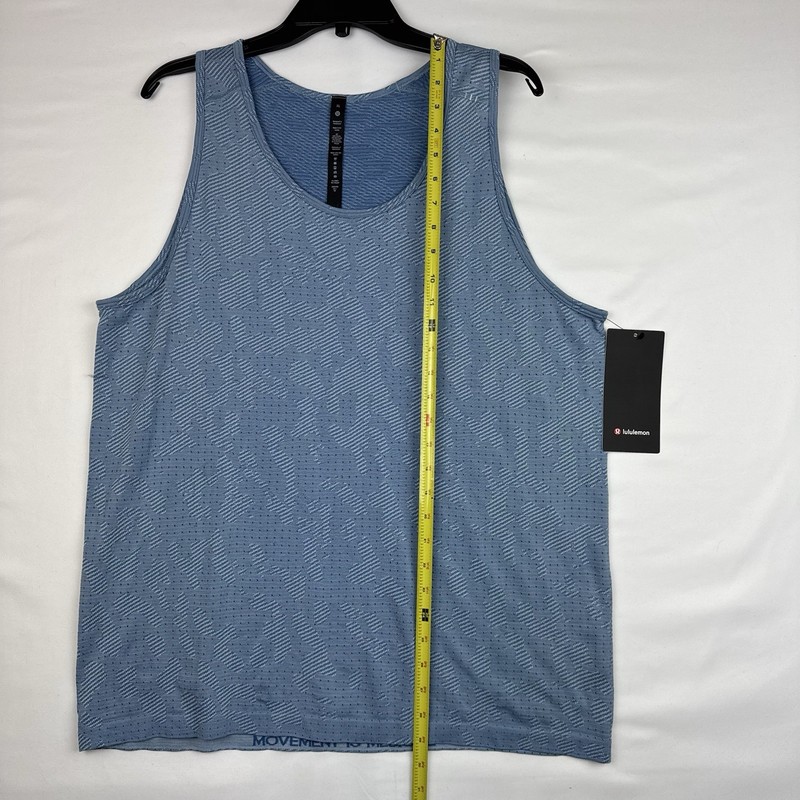 Lululemon Mens Tank Shirt Blue White Metal Vent Breathe Sleeveless Shirt Size XL gallery