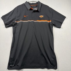 Oklahoma State University Nike Polo Shirt Mens L Black Dri-Fit Team Apparel OSU