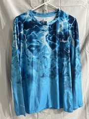 Habit Waves Solar Factor UPF 40+ Men’s Long Sleeve Size Medium Blue Water Shirt