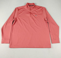 Vineyard Vines Pullover Mens Large Coral Pink Performance Half Zip Long Sleeve