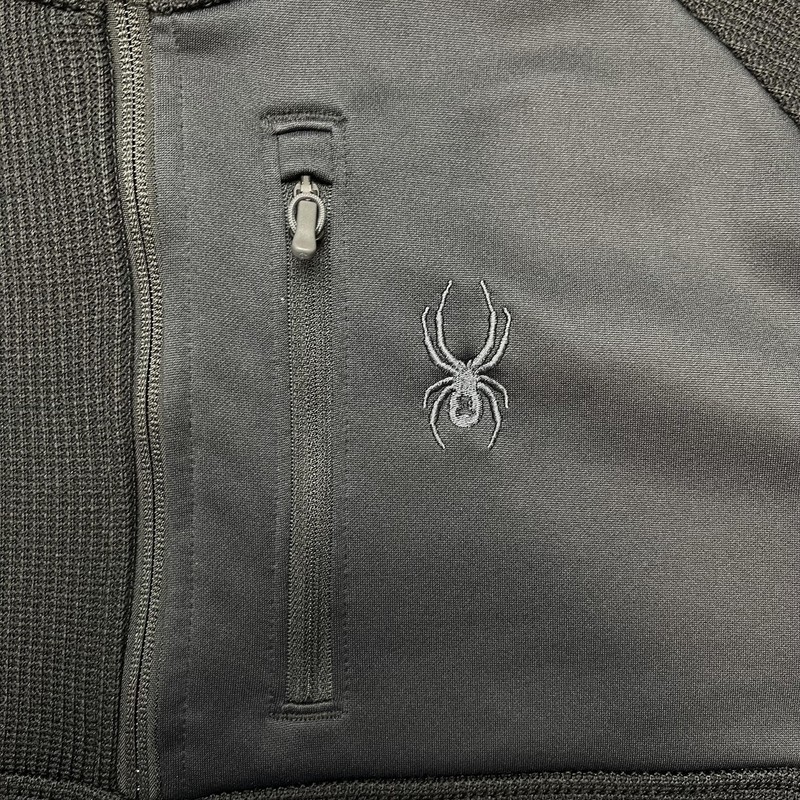Spyder Pullover Shirt Mens 2XL Gray 1/4 Zip Mock Neck Waffle Fleece Ski Hiking gallery