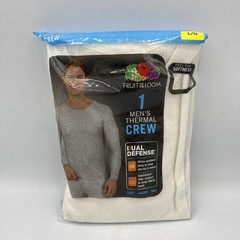 Fruit of the Loom Men’s L Thermal Base Crew Long Sleeve Waffle Knit White
