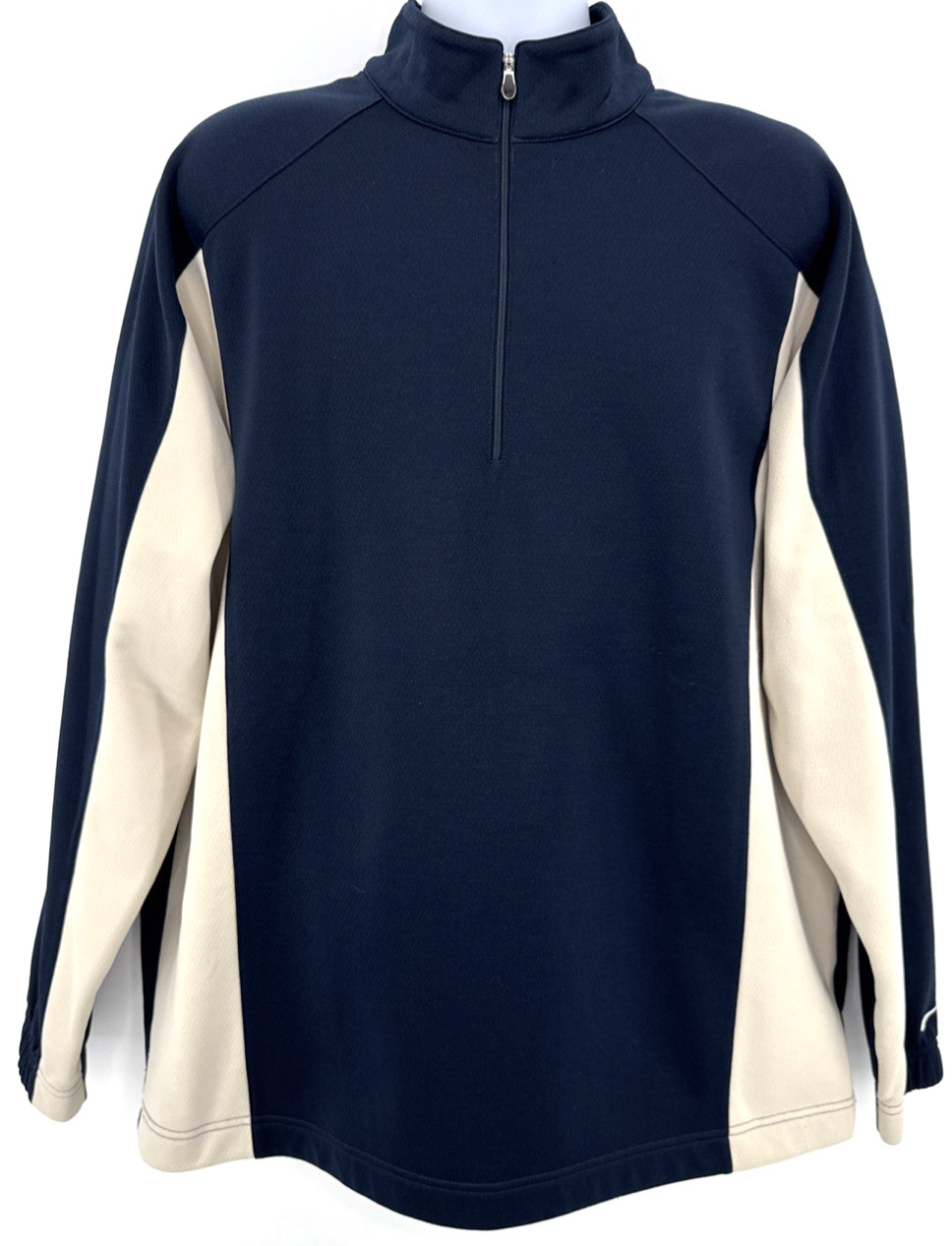 Nike Golf 1/4 Zip Pullover Men’s XL Navy Cream Fleece Lined Dri-Fit gallery
