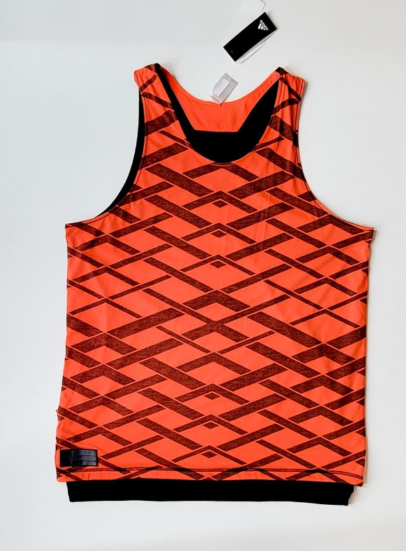 NWT ADIDAS 2XL Mesh ABL Reversible Black Solar Red Basketball Tank Jersey Men's gallery