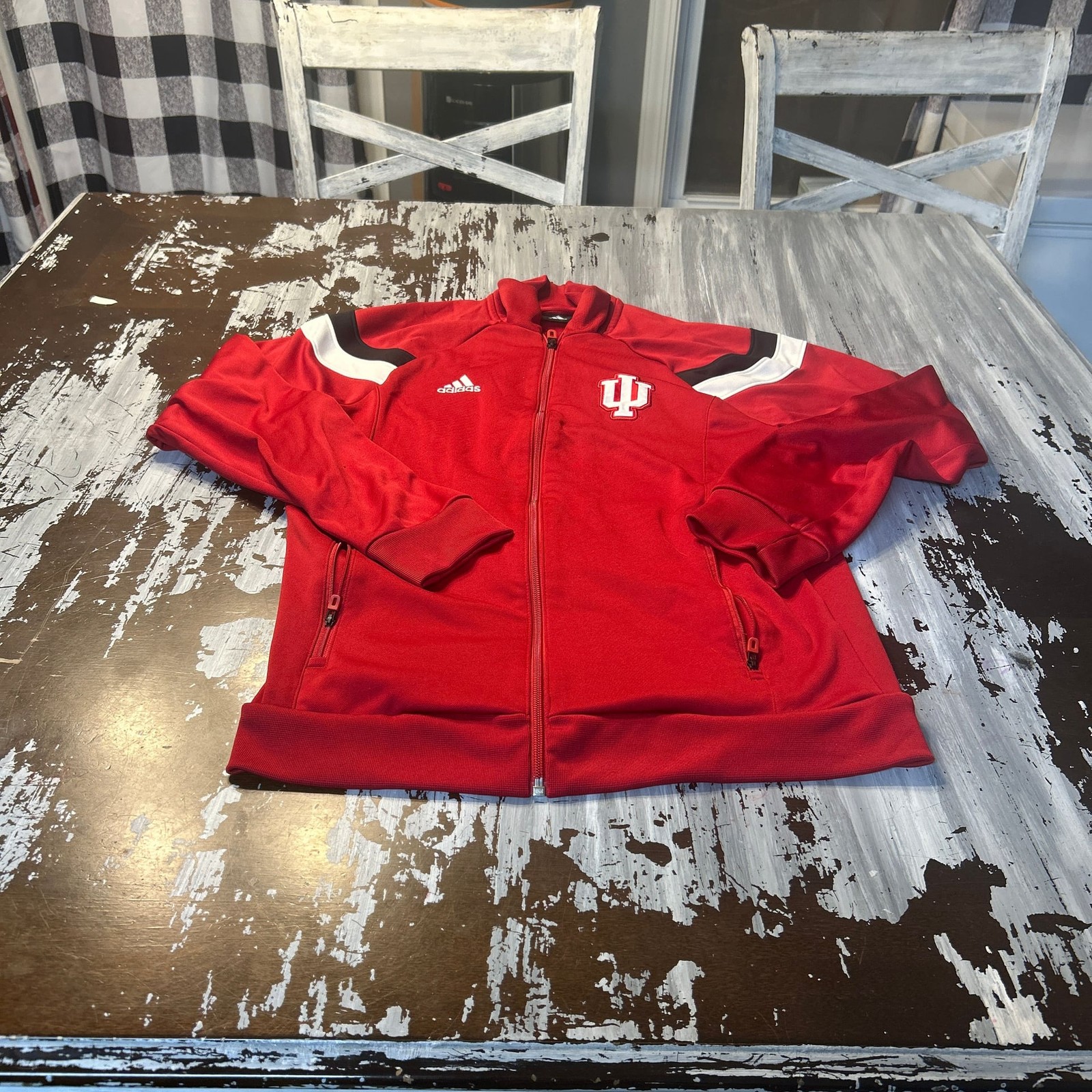 adidas Indiana Hoosiers University NCAA Full-Zip Track Jacket Red White Black gallery