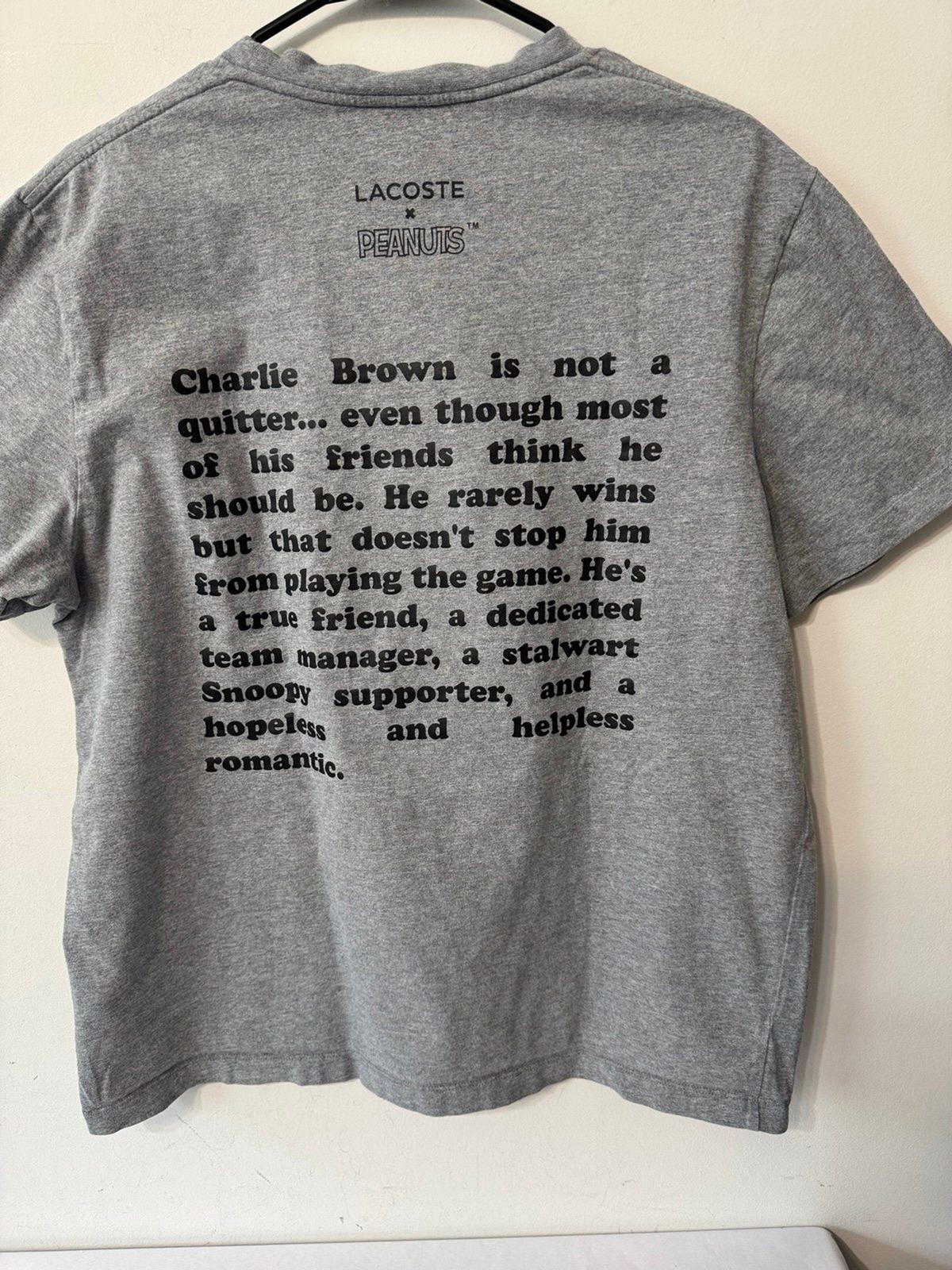 LACOSTE/PEANUTS CHARLIE BROWN GRAY TEE xl gallery
