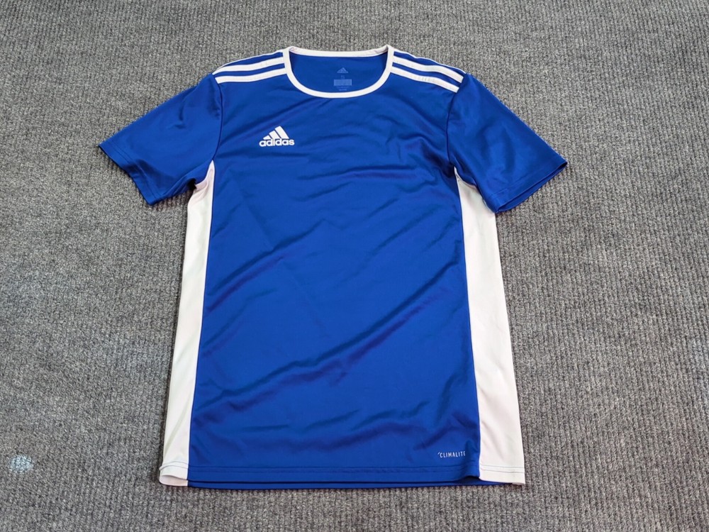 Adidas Shirt Mens Small Blue Short Sleeve T-shirt Climalite Soccer Sports