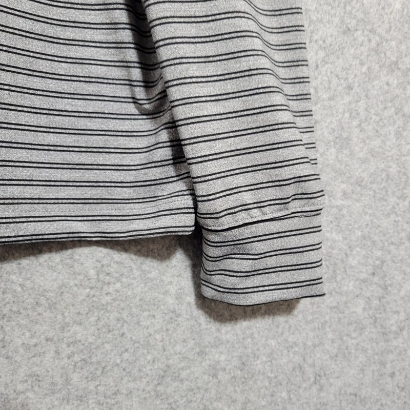 Straight Down 1/4 Zip Golf Pullover Men Medium Gray Black Stripe Long Sleeve gallery