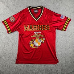 Marines Jersey Shirt Mens M Red JWM V Neck Mesh USMC Military Graphic Football