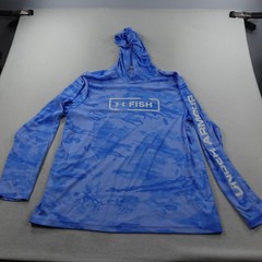 Under Armour Iso Chill Shore Break Hoodie Shirt Mens XL Blue Camo Fishing Hiking