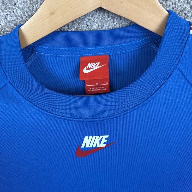 Nike Mens Large Sportswear Logo Tape T-Shirt Royal Blue Raglan Tee gallery
