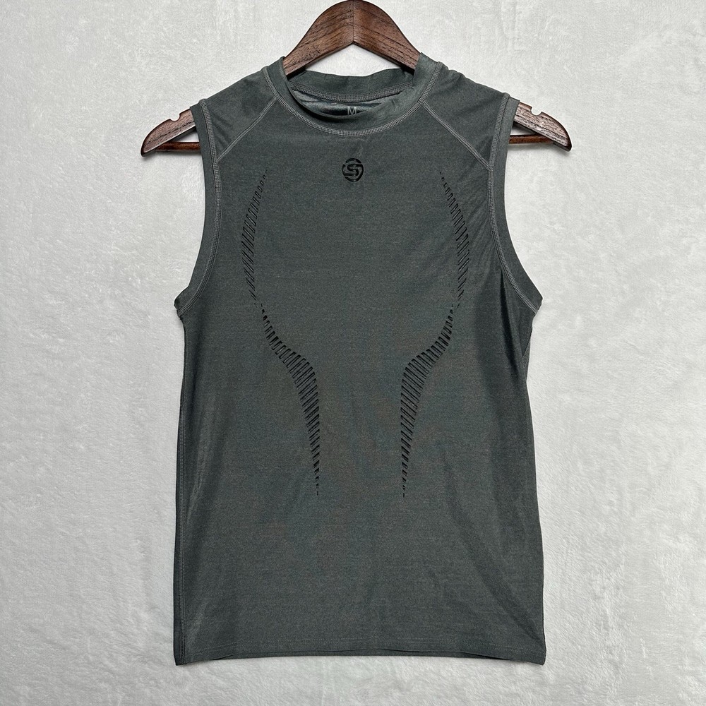 Skins Compression Sleeveless Shirt Men’s Size Medium Charcoal Gray Base Layer