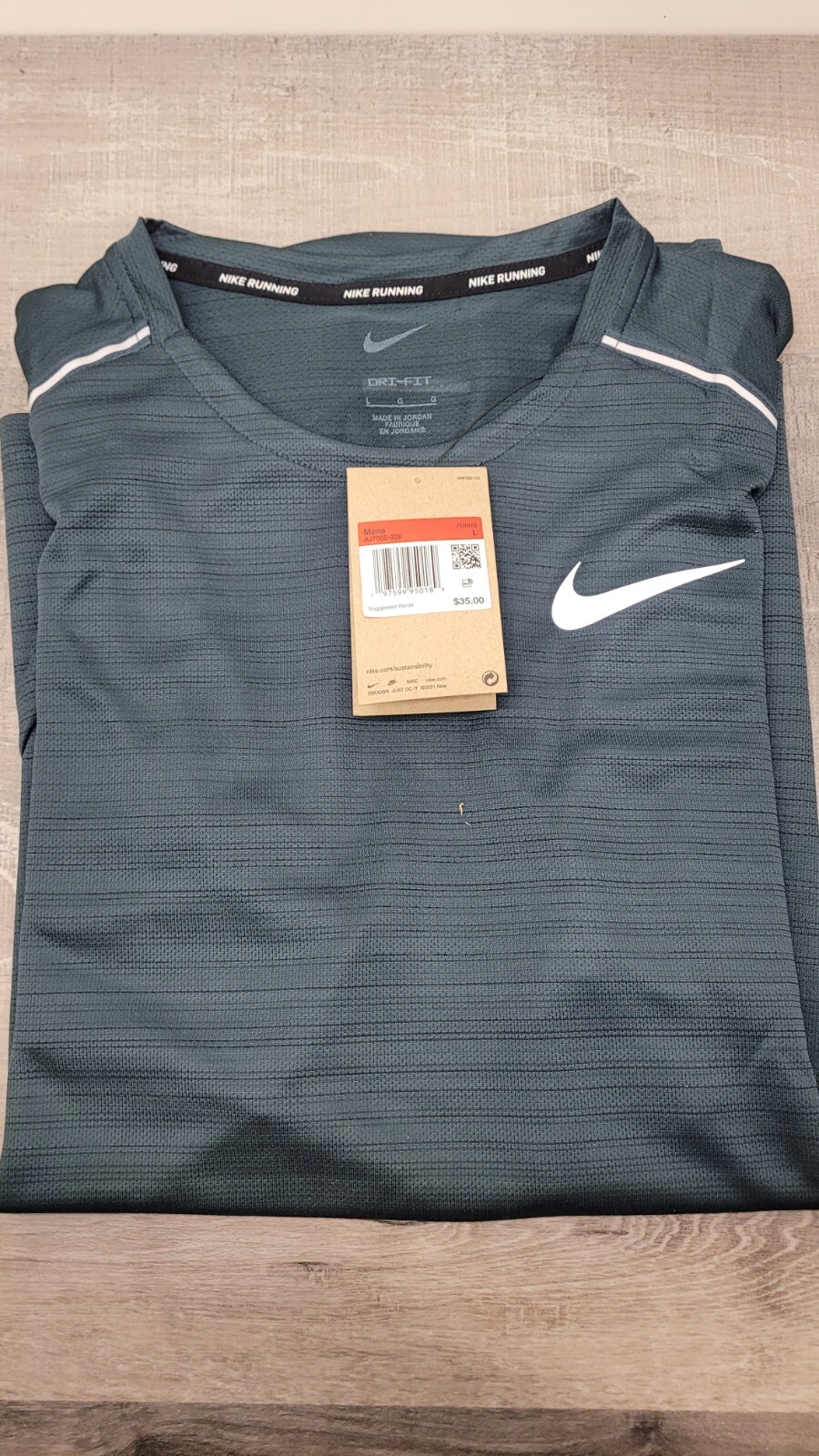 Men's Nike Dri Fit Running Shirt Size Large Emerald Green Lightweight Tee gallery