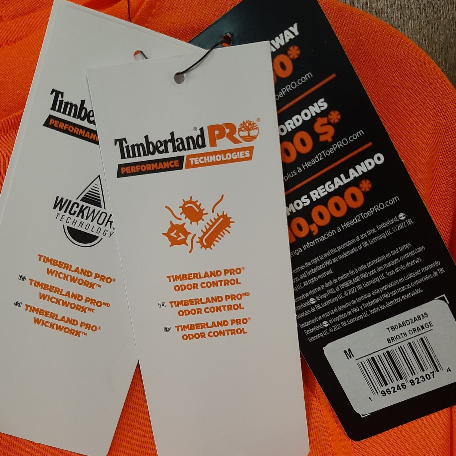 NWT Mens Medium Timberland Pro Athletic Fit Long Sleeve Orange Wicking Shirt gallery