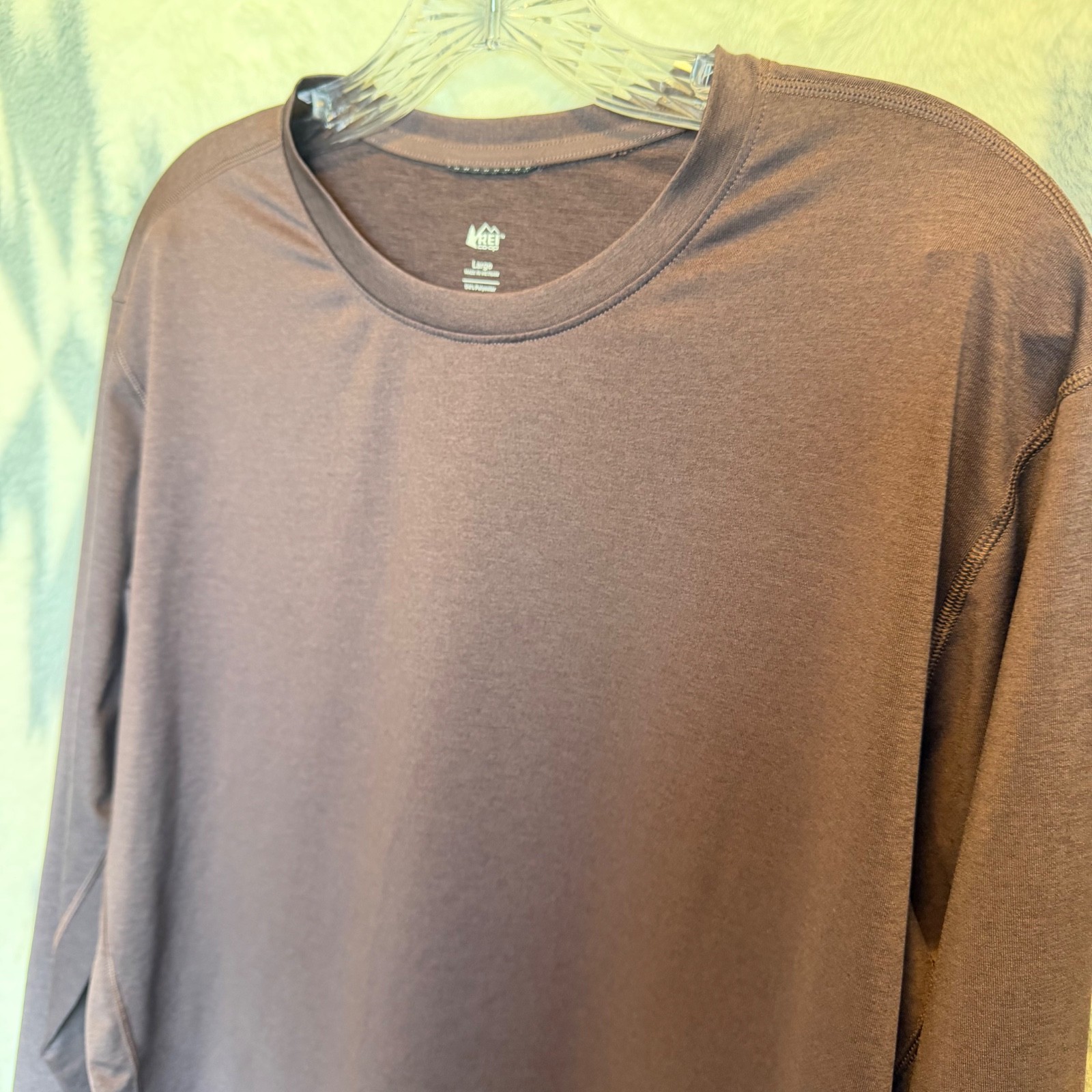 REI Co-op Men's L Gray Long Sleeve Performance Hiking Shirt Outdoor Burgundy gallery
