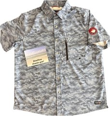 Canada Weather Gear Shirt Men Size S Blue Fish Hot Weather Trail Hike Polyester