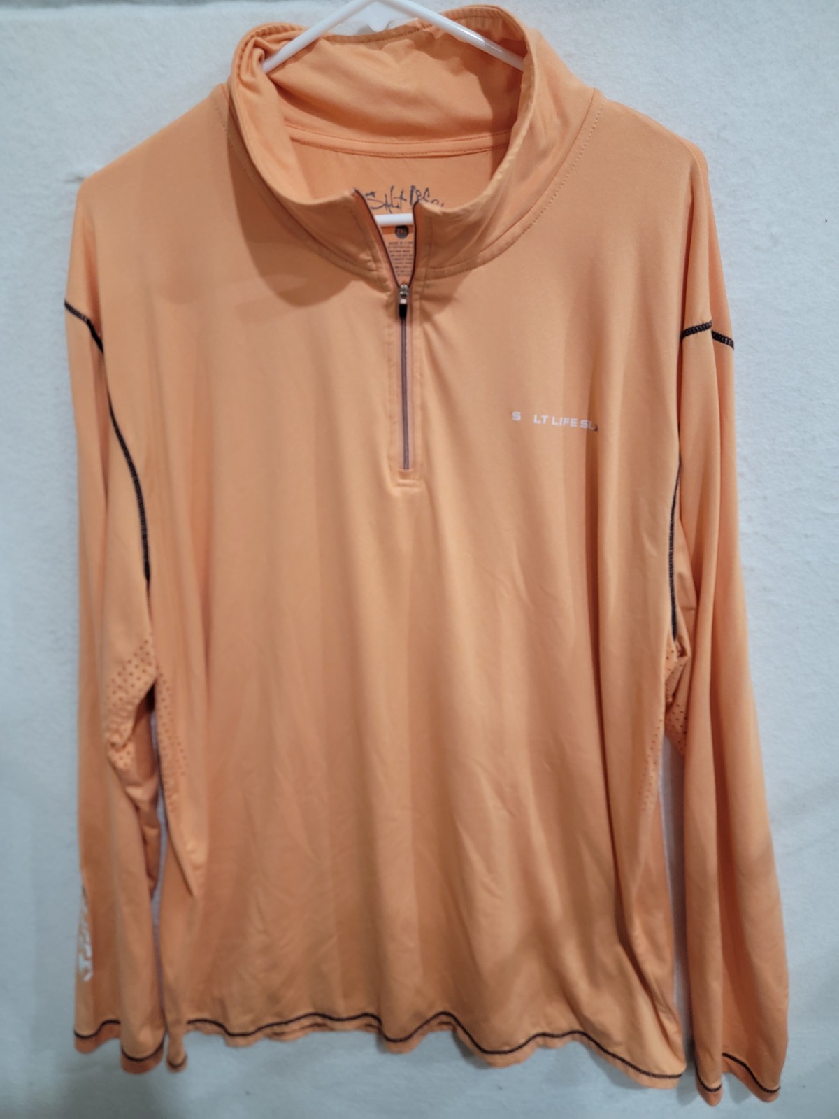 Salt Life SLX UVapor 1/4 Zip Performance Pullover Shirt Orange Men's 2XL gallery