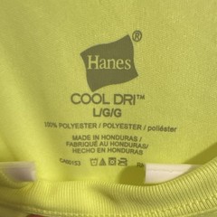 Hanes Cool Dri Men’s Yellow Breathable Crew Neck Short Sleeve T-Shirt L/G