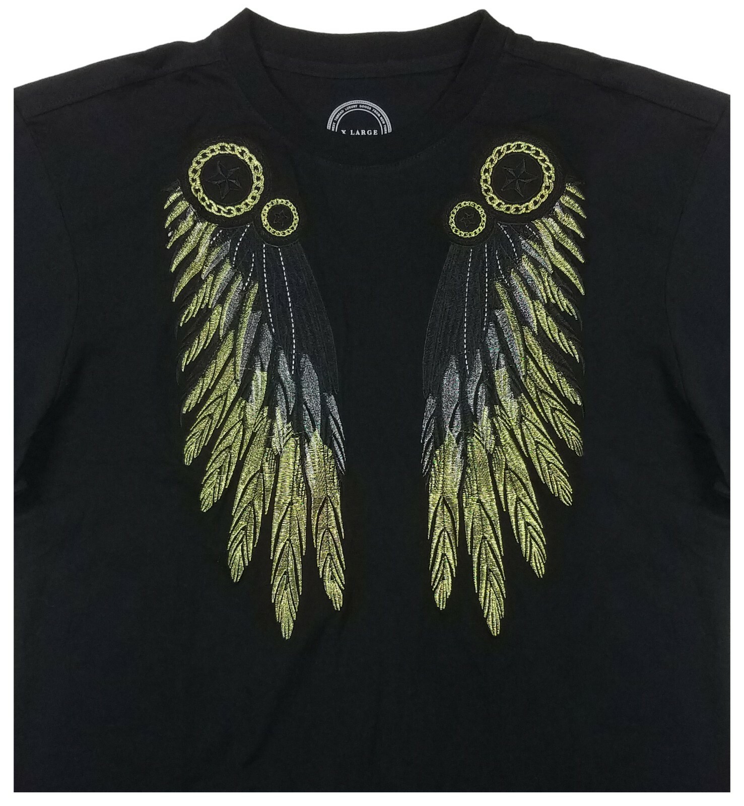 Max Milian Angel Wings Embroidered Patch Black Short Sleeve Shirt | XL (42) gallery