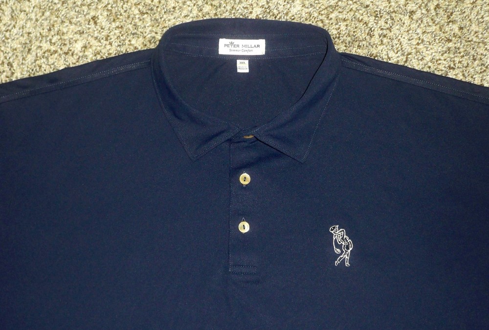 Men's PETER MILLAR Summer Comfort Polo 3XL BLUE w/FIDDLER's ELBOW Golf Logo