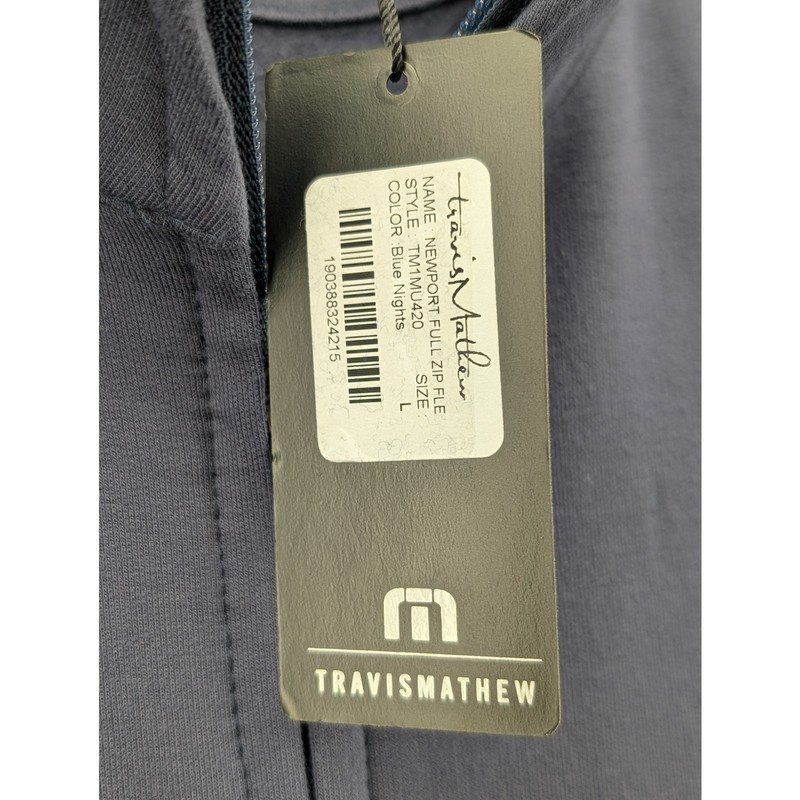 NWT Travis Mathew Newport Full Zip Fleece in Blue Nights size Large gallery