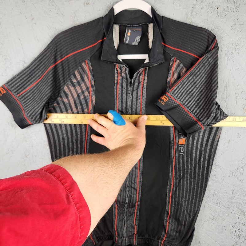 Funkier Cycling Jersey Mens Large Black Gray Red Full Zip Back Pockets Graphic gallery