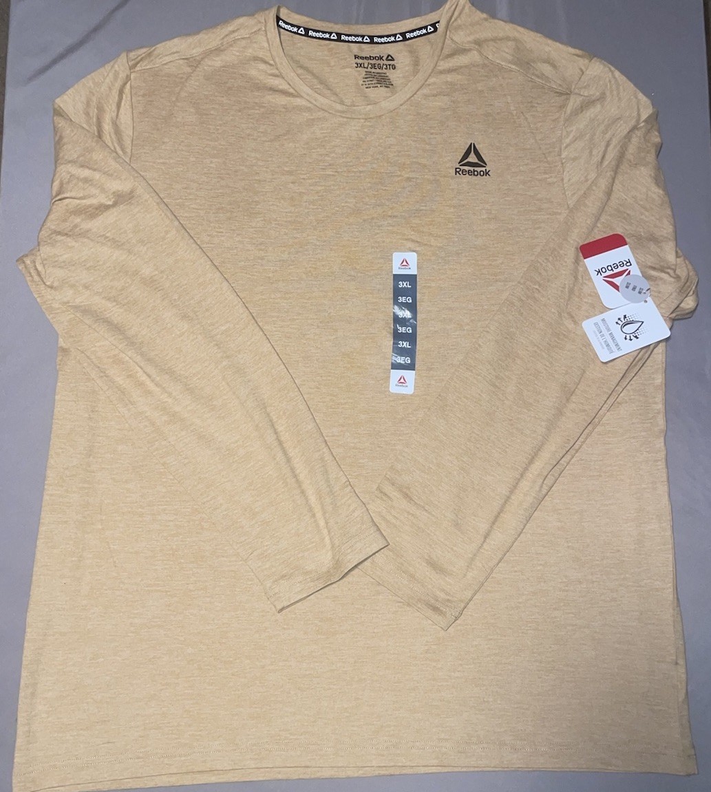 Men's Reebok Size 3XL Tan Long Sleeve Moisture Management Shirt *NEW* CrossFit gallery
