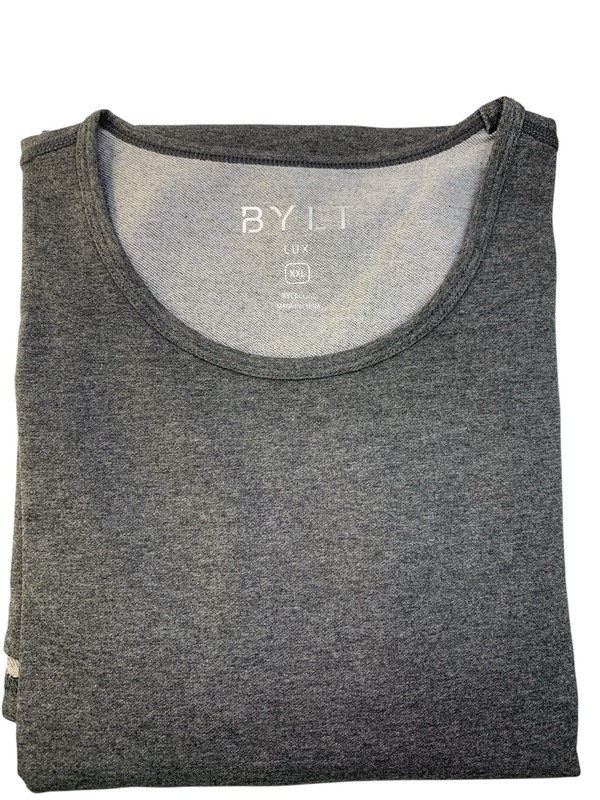 BYLT Drop Cut Lux Performance Stretch Dark Grey Crew Neck Shirt Men's 2XLarge gallery