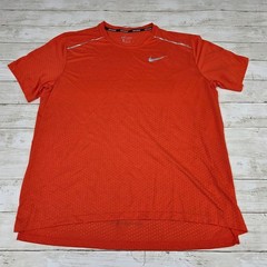 Nike Running Shirt Men XL Orange Dri-FIT AQ9919-891 Mesh Reflective Short Sleeve