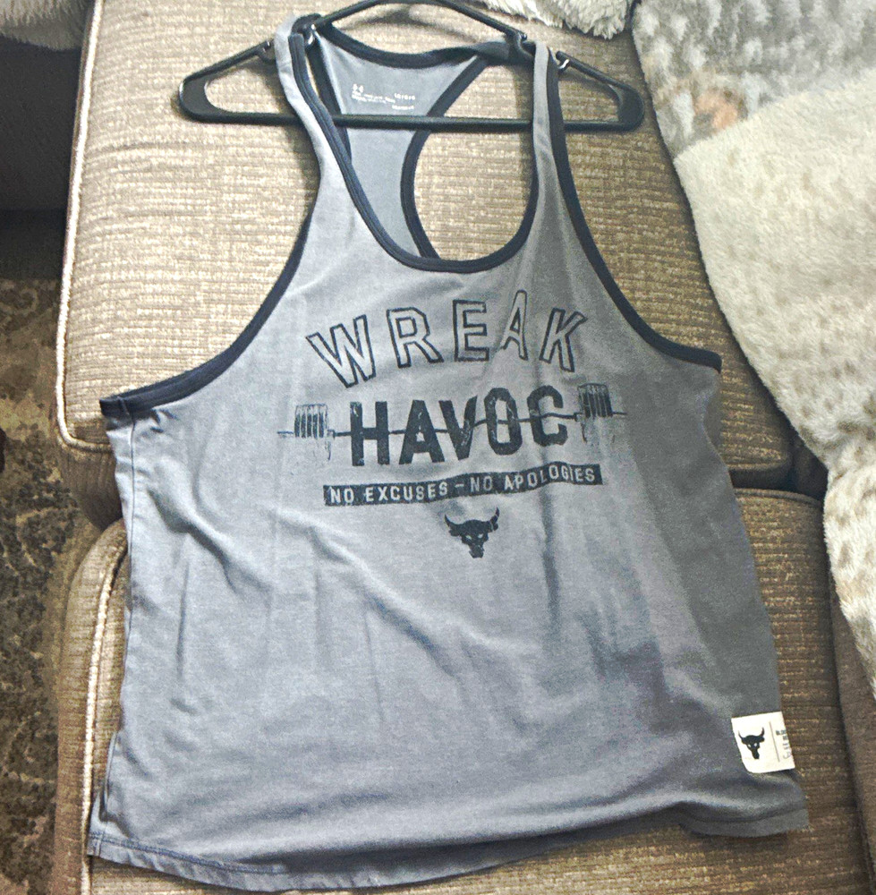 Under Armour HeatGear Men’s Racerback Tank Relaxed Fit Scoop Neck L Gray