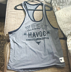 Under Armour HeatGear Men’s Racerback Tank Relaxed Fit Scoop Neck L Gray
